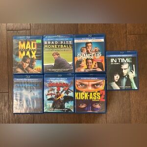 Assorted Blu-ray Movie Lot - Lot of 7 Mad Max Fury Road, Moneyball, In Time More